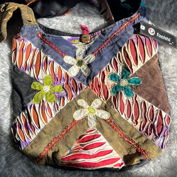 NEW with tags Handmade Bohemian Purse with cell phone pocket on shoulder strap - Picture 2 of 6